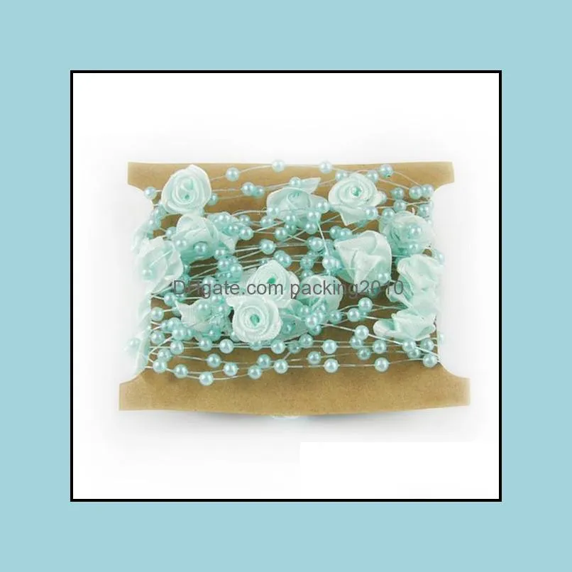 fishing line pearls diy rose silk artificial flower vine for wedding wreath rattan craft 5m