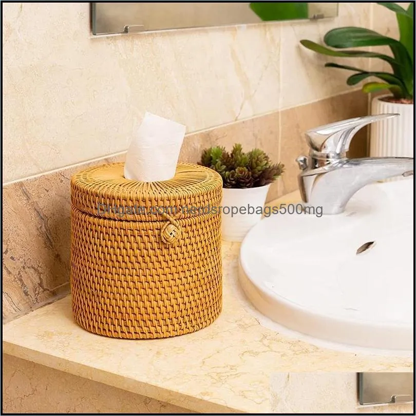 round rattan box vine roll holder toilet paper cover dispenser for bathroom living room home el office decor