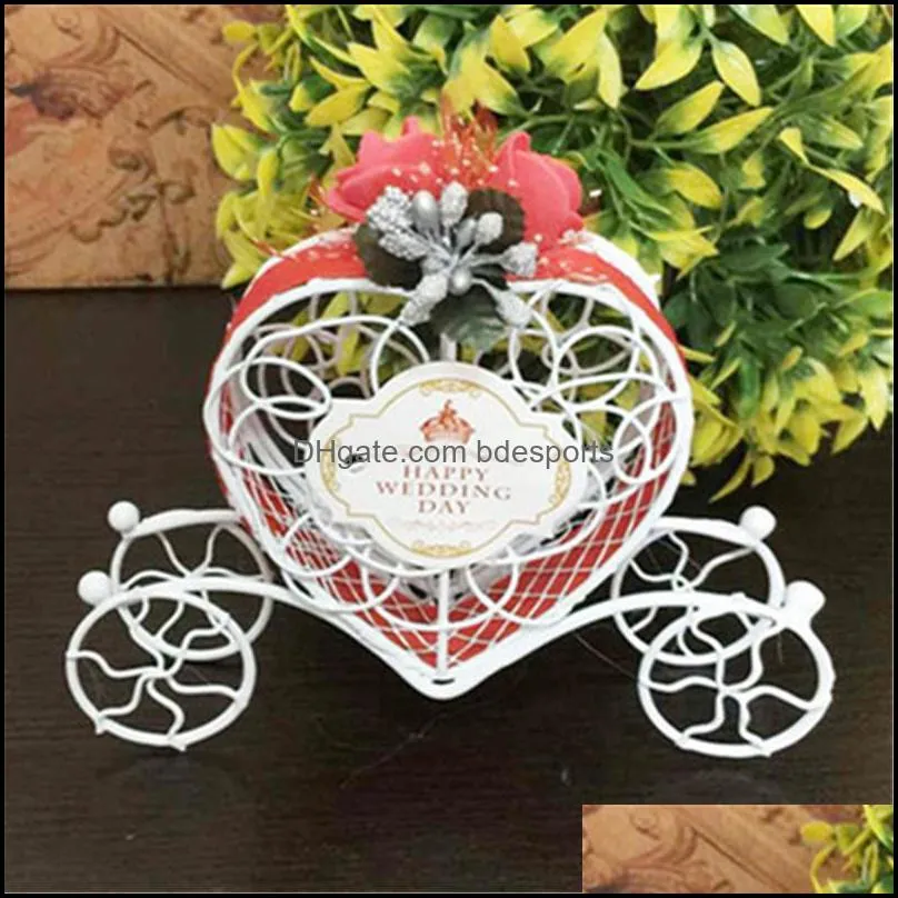 wedding 1pc romantic european creative iron heart shape pumpkin carriage candy box favor and gifts supplies