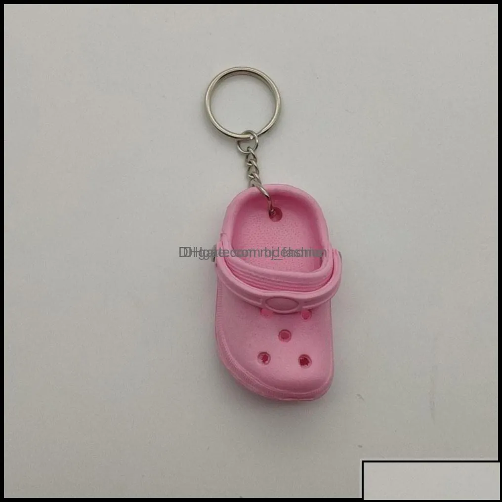 Key Rings Jewelry Custom 1Pc Cute 3D Mini Eva Beach Hole Little Croc Shoe Keychain Girl Gift Bag Accessories Decoration Keyring Floating