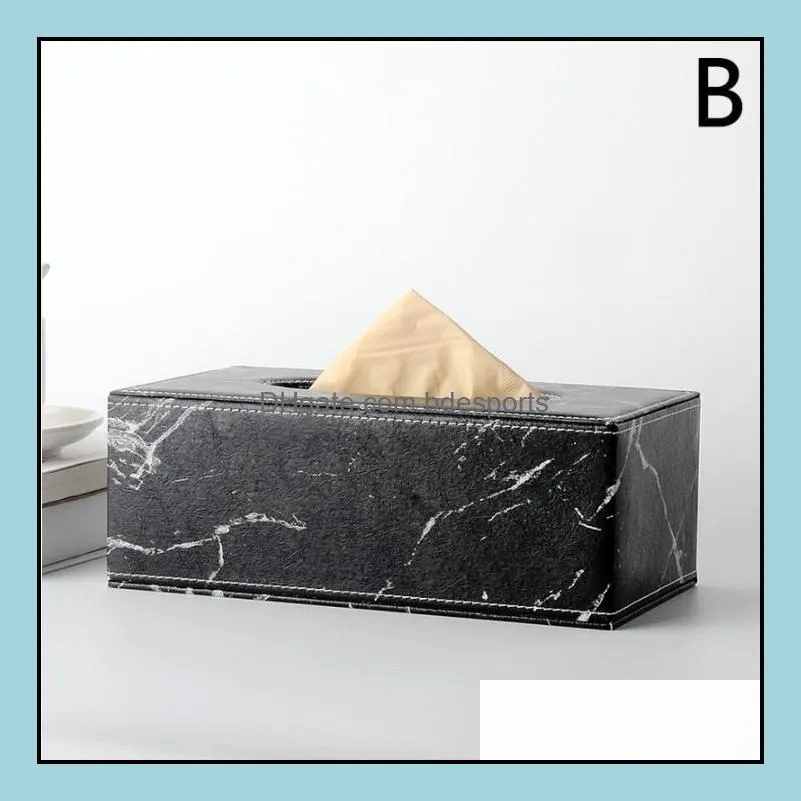 rectangular modern marble rectangle faux leather box napkin toilet paper holder case dispenser home decoration