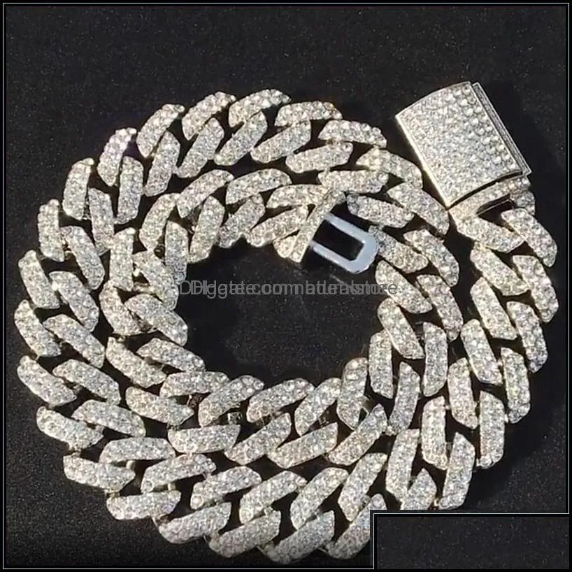 Chains Necklaces Pendants Jewelry Iced Out  Cuban Link Chain Gold Sier Men Hip Hop Necklace 16Inch 18Inch 20Inch 22Inch 24Inch