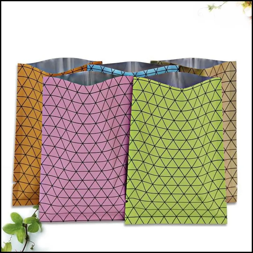 2 size open top color plaid open top pure aluminum foil bag herbal powder packaging bag heat sealing vacuum bag lx2683