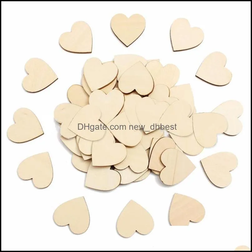 50pcs/lot 25-50mm wood color blank heart slices discs for diy crafts embellishments christmas wedding