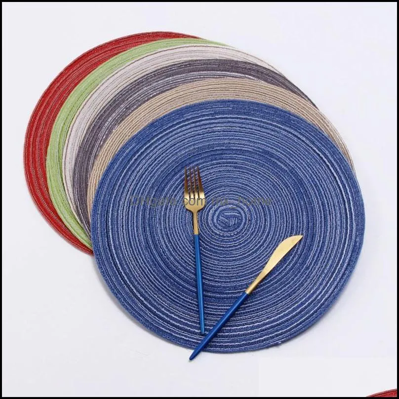 round linen mat solid color placemat non slip table kitchen accessories decoration home pad