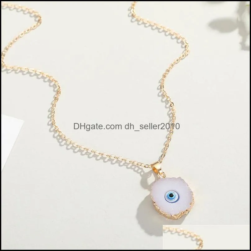 inspired jewelry resin druzy evil eye jeart round pendant handmade necklaces christmas party birthday gift for women c3