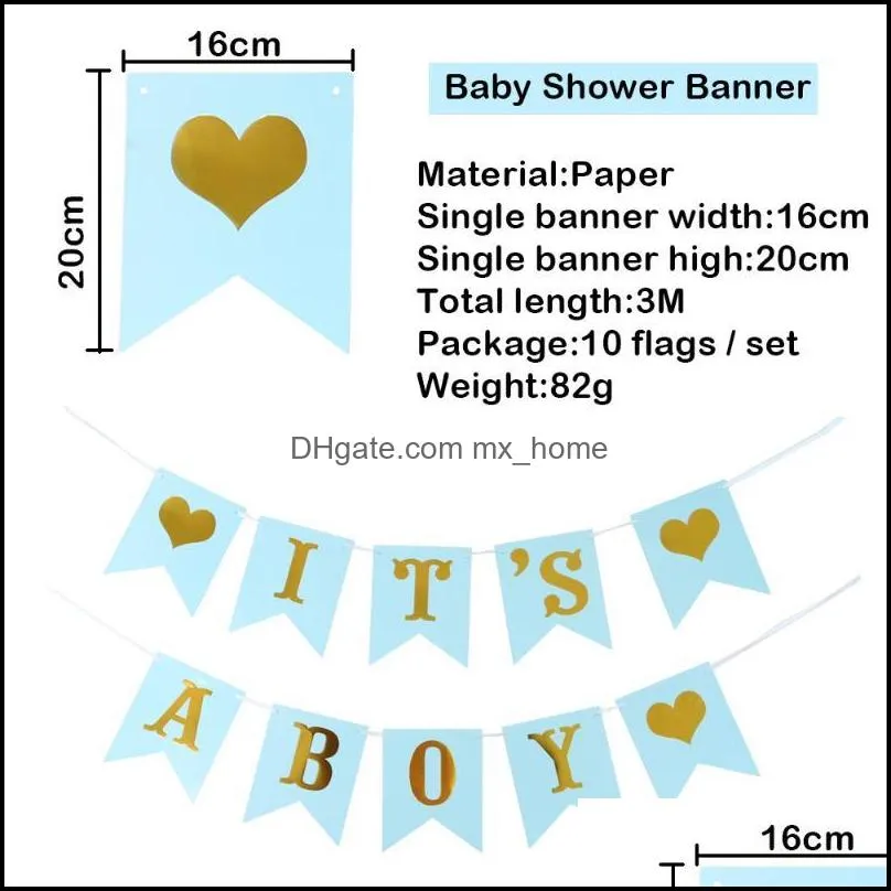 baby shower welcome banner gender reveal decorations bronzing paper boy girl birthday decor
