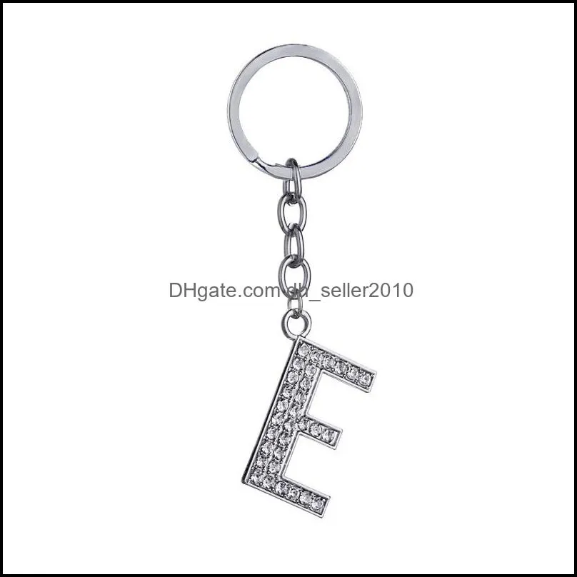 26 a z crystal english letters initial keychain key rings holders bag pendant charm fashion jewelry gift