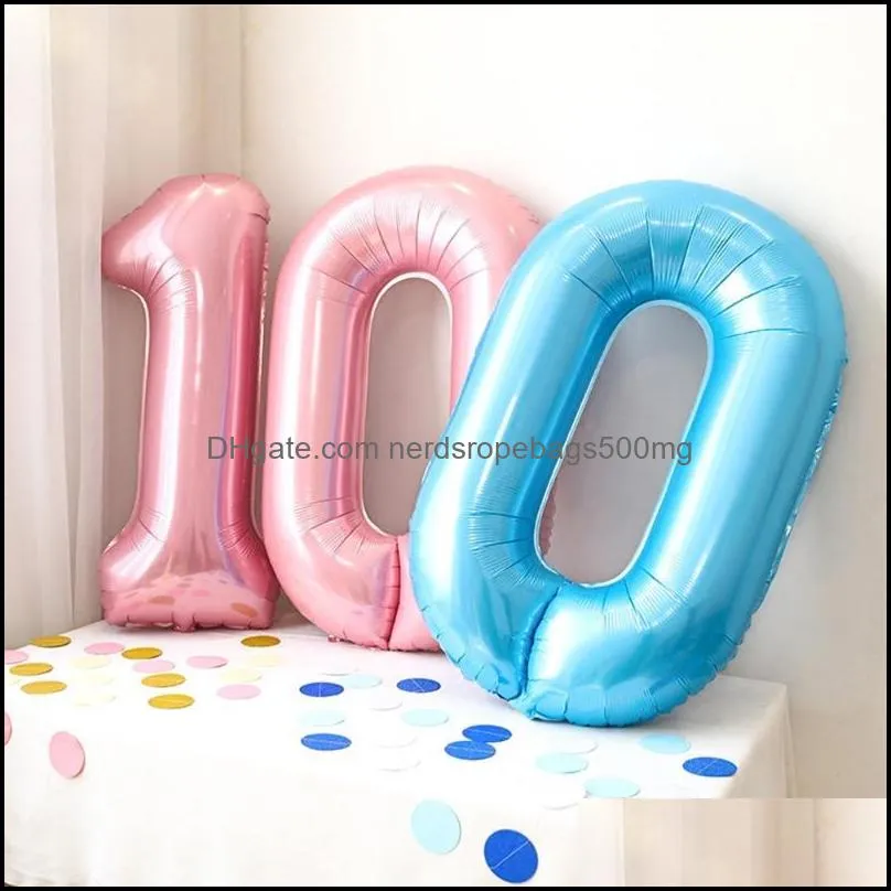 40inch pastel baby blue pink foil number balloon 1 2 3 4 5 6 7 8 9 birthday shower wedding decorations kids globos