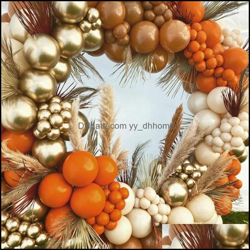 224pcs orange coffee gold balloons garland kit balloon arch jungle baby shower girl 1st birthday decorparty