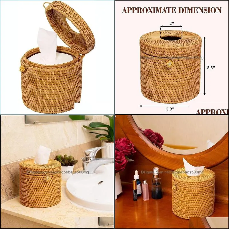round rattan box vine roll holder toilet paper cover dispenser for bathroom living room home el office decor