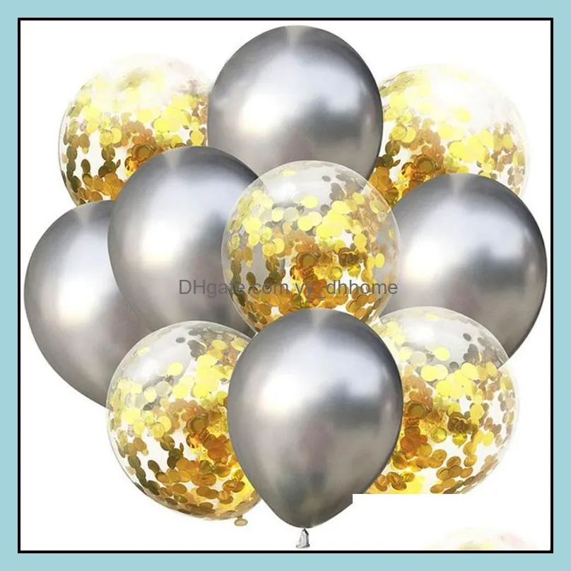 10pcs metal confetti balloons with ribbonbirthday bay shower wedding decorations latex helium globos diy