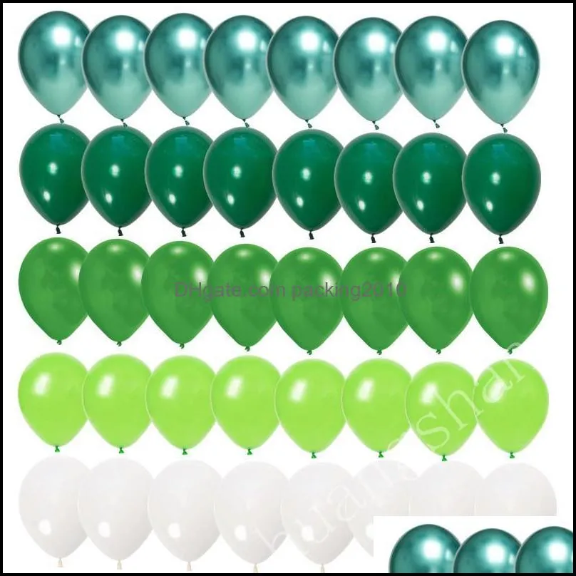 40pcs green balloons set agate marble with metallic confetti balloon jungle safari animal birthday decorations