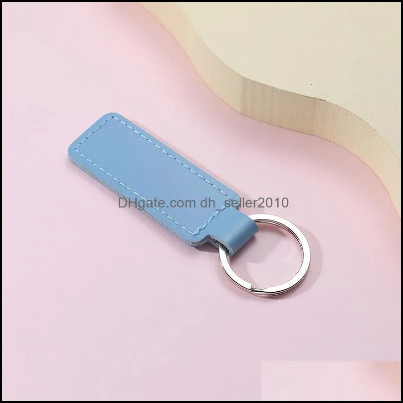 creative pu leather keychain metal keyring car keychains pendant personalise gift key chain 10 colors free dhl c3
