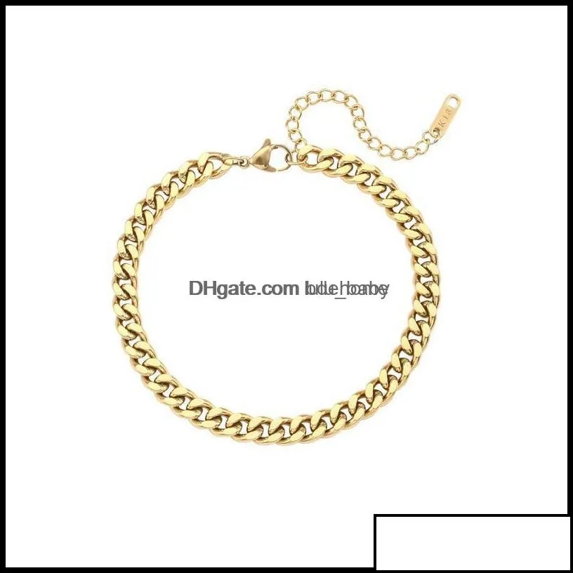 Anklets Tarnish Hypoallergenic 2.5Mm 6Mm 8Mm Cuban Link Chain Gold For Women Summer Beach Foot Bracelet Jewelry Drop Delivery 2021