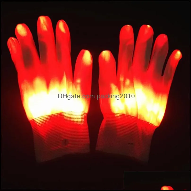 halloween led flashing finger light up colorful lighting gloves rave props poping