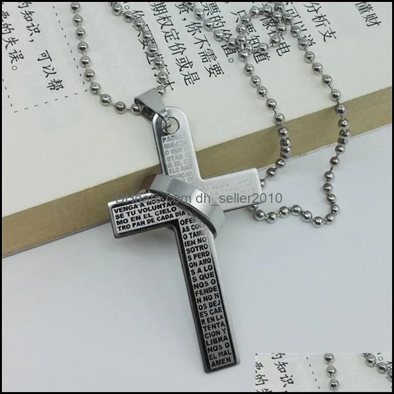 fashion stainless steel pendants christian bible prayer cross pendant men necklace charming gifts jewelry c3