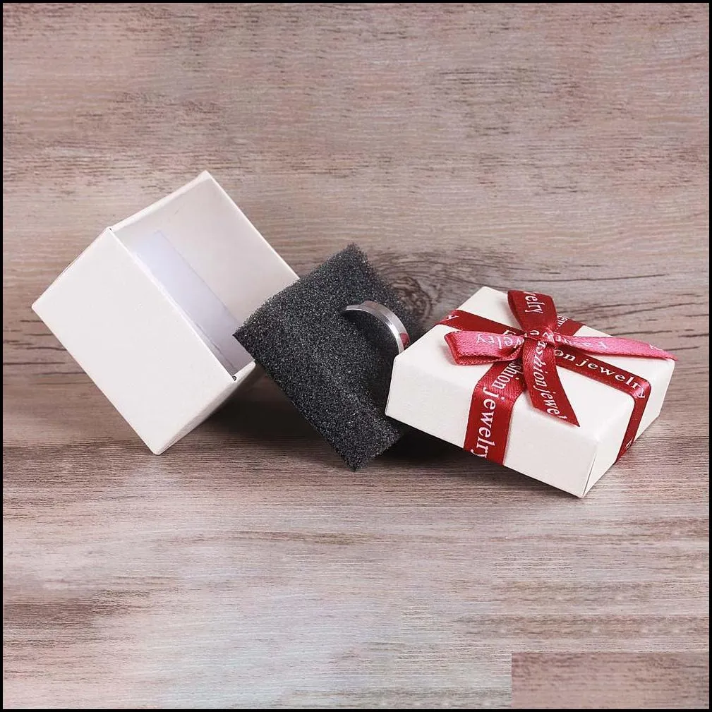 fashion white fancy paper gift box for necklace ring bracelet cardboard paper box with big red ribbon bow