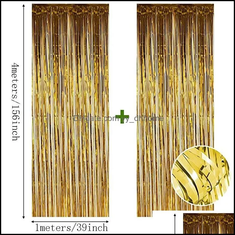 2 pack po booth backdrop metallic foil curtain tinsel bachelorette background for wedding birthday baby shower