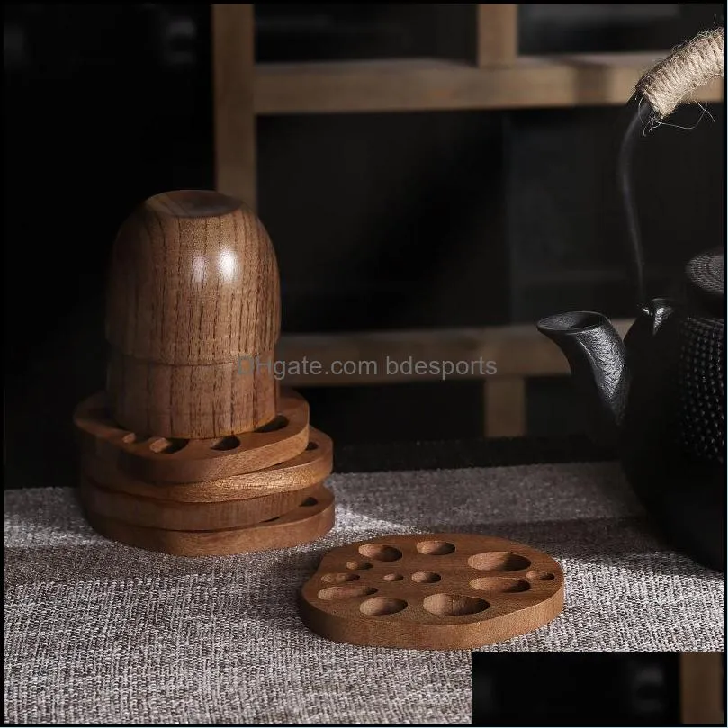 japanese style creative lotus root cup mat beech wood anti-scald mug teacup coffee insulation