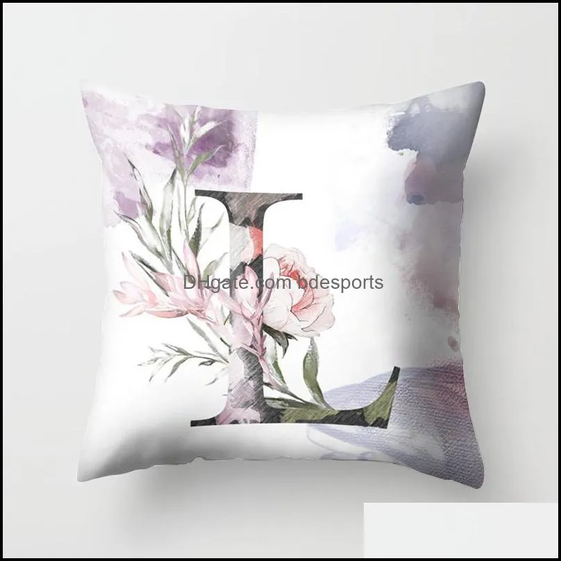 purple flowers letters printed cushion cover for wedding pillow case soft home decor 1pcs diy accessories