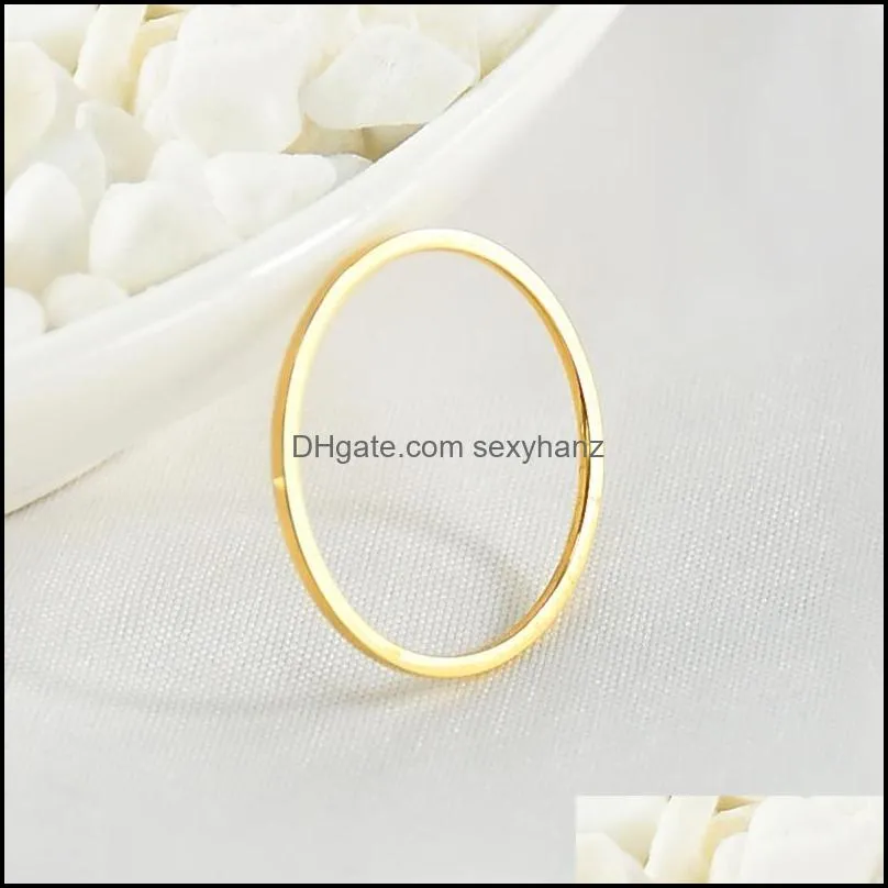 1mm stainless steel gold black silver couple ring simple fashion rose gold finger ring for women and men gifts