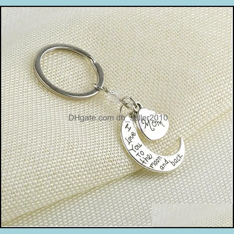 fashion key holder engraved letter pendant keychains moon keyrings charm jewelry gifts c3