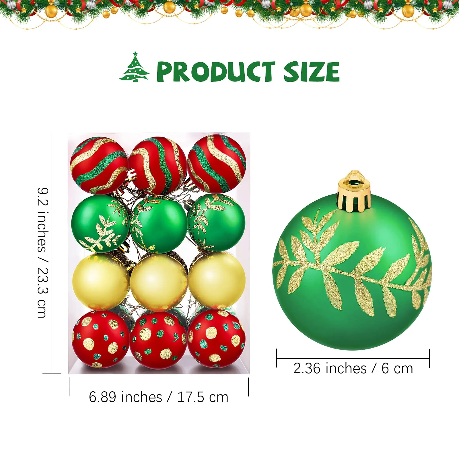 christmas ball ornaments painting glittering christmas tree pendants shatterproof decorative baubles in 8 patterns for christmas tree decorations red green gold