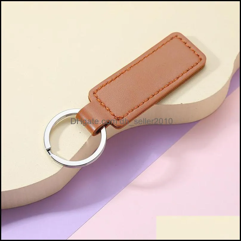 creative pu leather keychain metal keyring car keychains pendant personalise gift key chain 10 colors free dhl c3