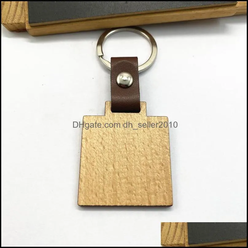 10 styles beech keychain personalized wooden leather keychains bag decoration diy key chain thanksgiving gift c3