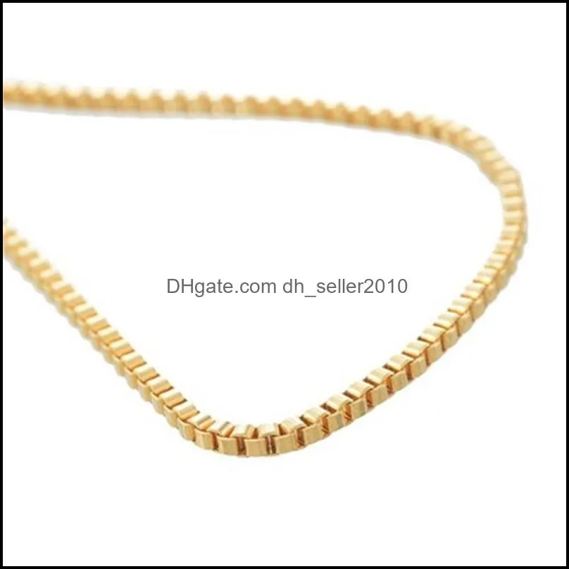 fashion box chain 18k gold chains pure plated silver necklace long chains jewelry for children boy girls womens mens 1mm 20116 c3