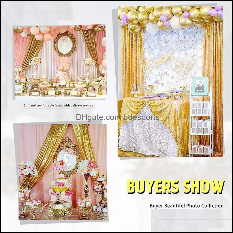 2 pieces eternal gold sequin backdrop curtain panels stage 2ftx8ft wedding background drapes for christmas