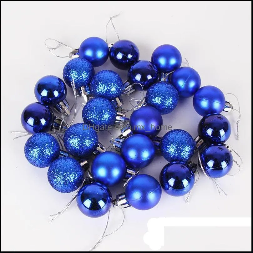 24pcs/lot 3cm christmas tree ball festival gift ornament pendant xmas decorations for home