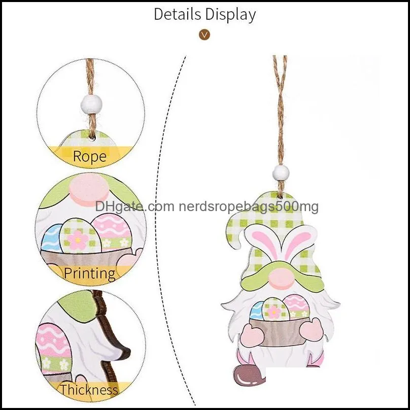 easter wooden pendants wood hanging craft for diy home kids gift decor supplies
