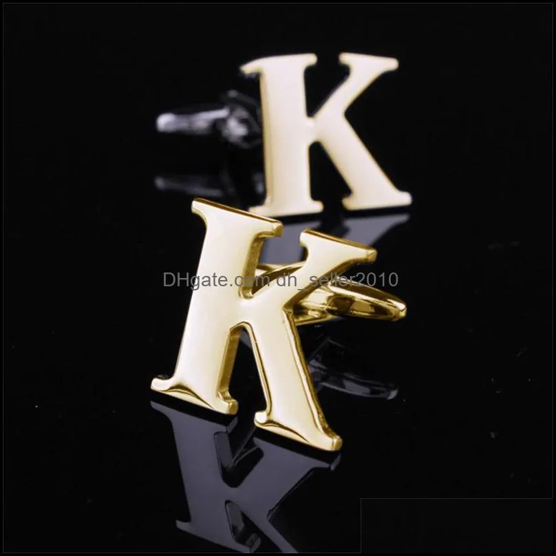 gold english letter cuff a-z cuff links shirts cufflink for mens jewelry french cufflinks wedding father xmas gift c3