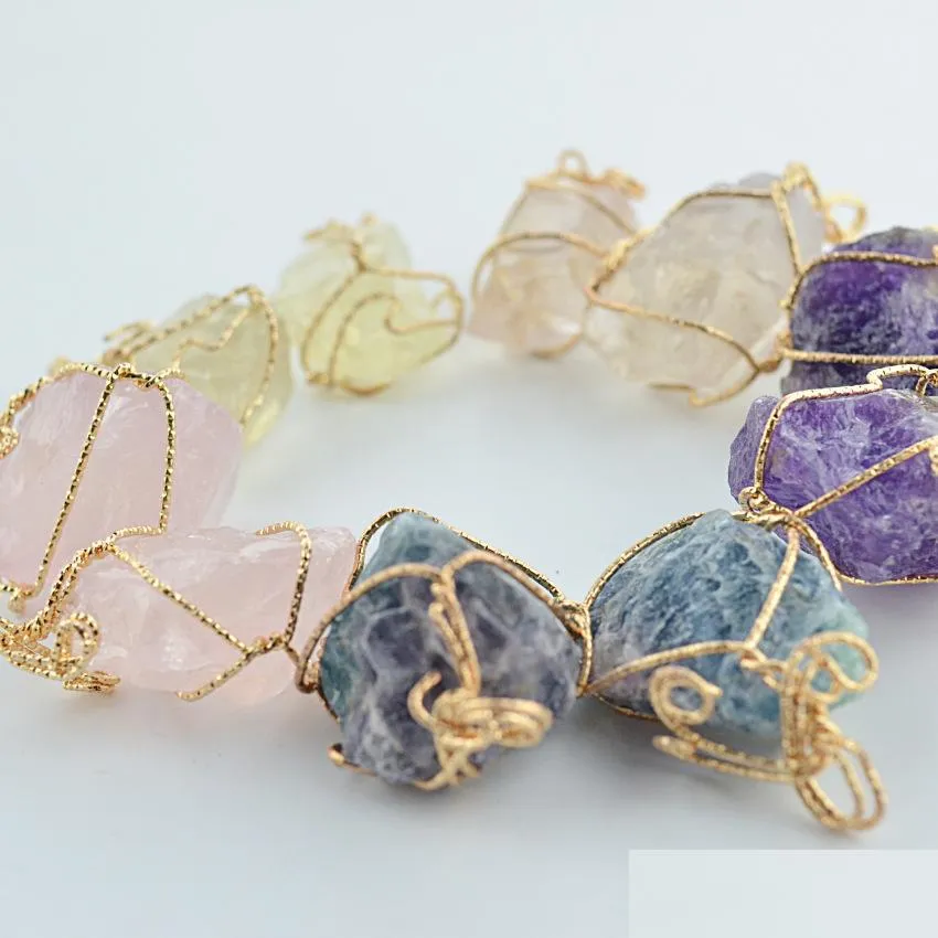 pretty nature stone pendants amethyst rose quartz white crystal lemon crystal fluorite charms stones for necklace