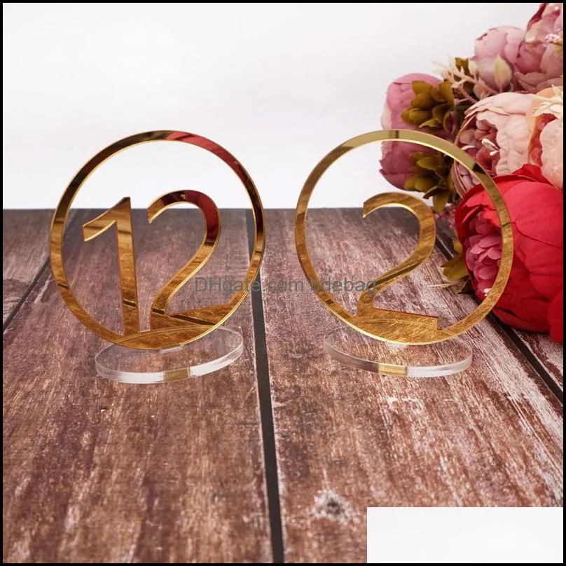 acrylic / wooden round shape table numbers with rectangle base for restaurant wedding shower desktop