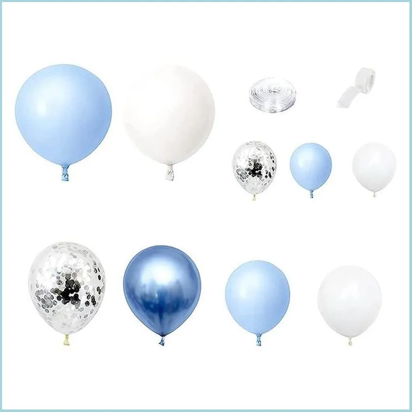 blue balloons garland arch kit 107 pcs white silver balloon confetti archparty