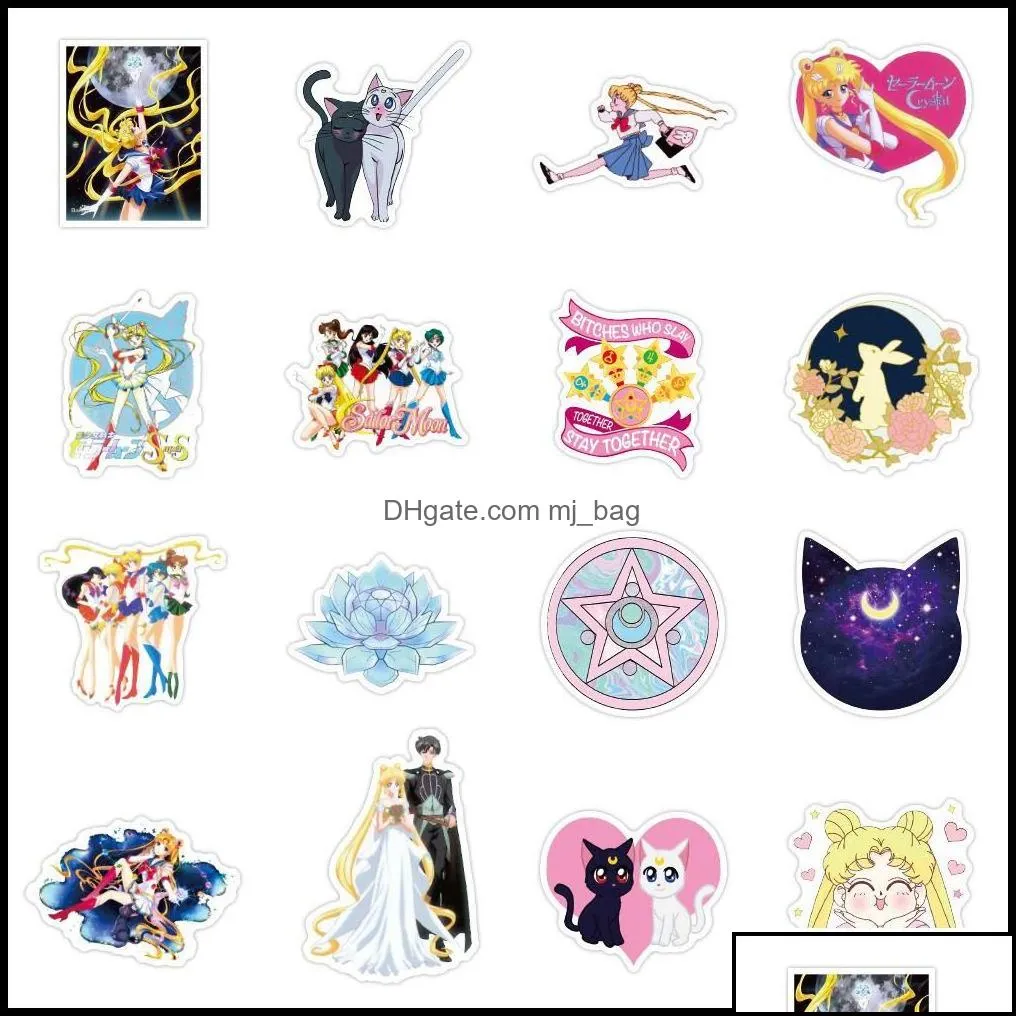 Wall Stickers 50Pcs/Set Sailor Moon Girls Waterproof Stickers For Notebook Laptop Guitar Car Sticker Drop Delivery 2021 Home Zlnewhome