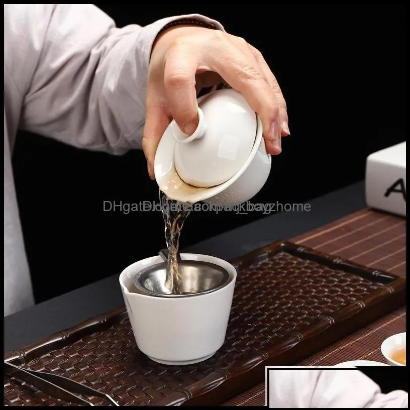 Teaware Sets Kitchen Dining Bar Home Garden Set Chinese Travel Kung Fu Tea Ceramic Portable Cup Porcelain Service Gaiwan Cups Mug Of