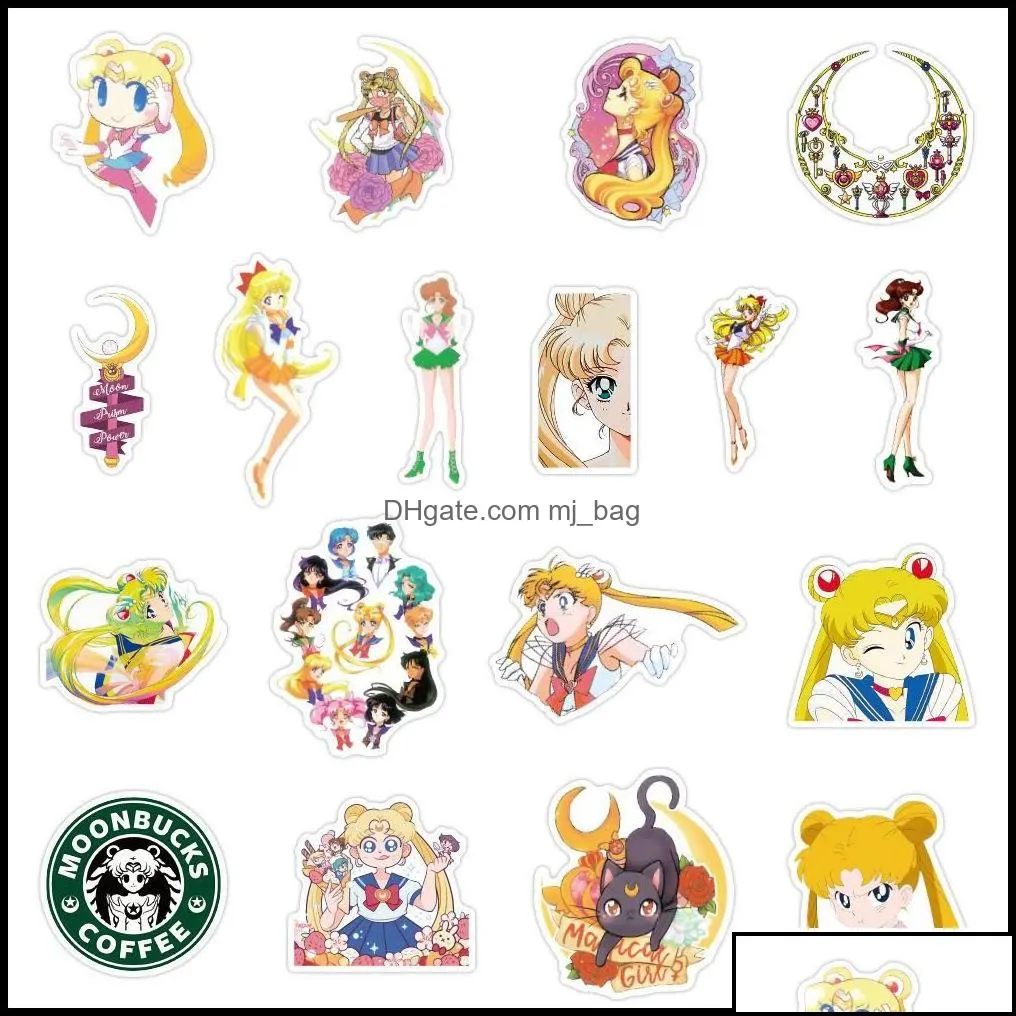 Wall Stickers 50Pcs/Set Sailor Moon Girls Waterproof Stickers For Notebook Laptop Guitar Car Sticker Drop Delivery 2021 Home Zlnewhome