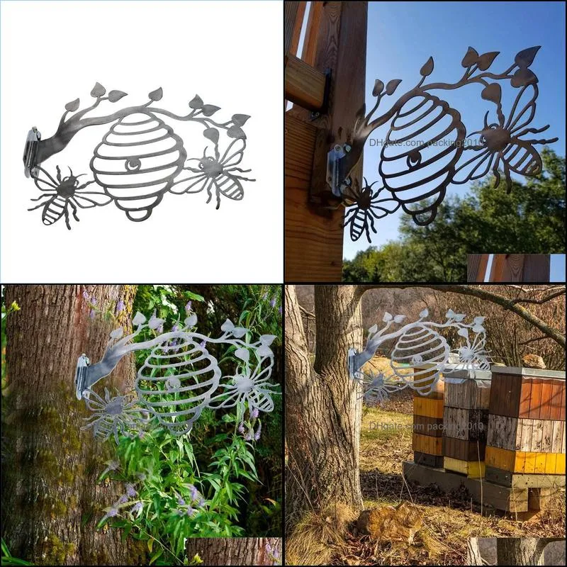 metal bee hive garden beehive silhouette home outdoor yard tree wall art hanging branch decorative ornament