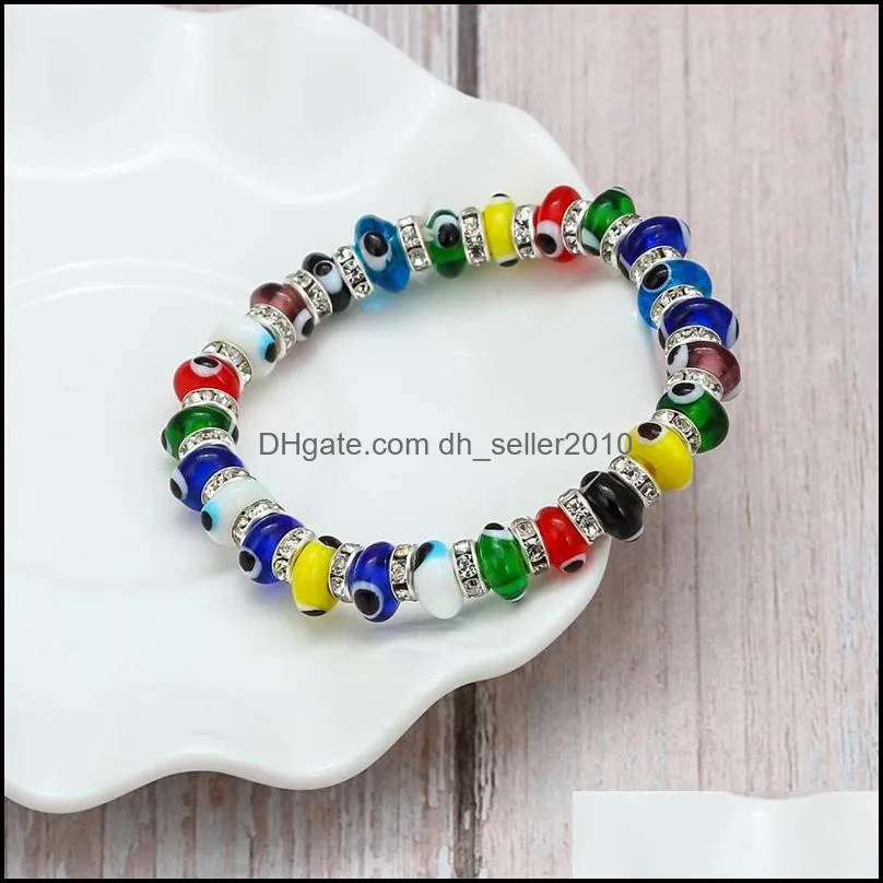 fashion jewelry colorful evil eye bracelet blue eyes elastic beaded bracelets