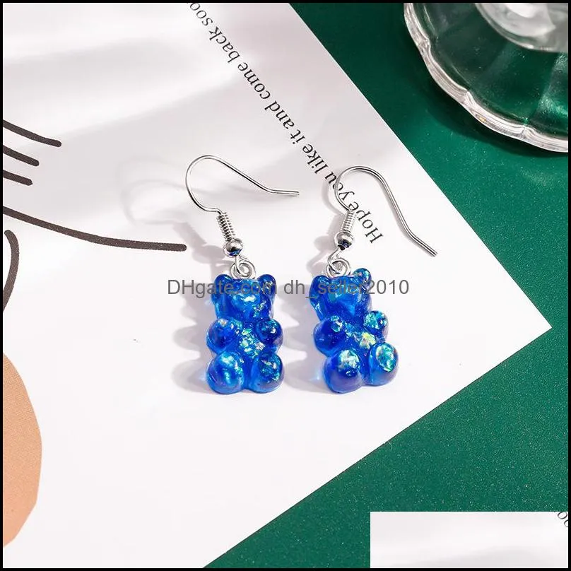 fashion simple cute colorful acrylic animal bear dangle earrings for girls women children birthday gift lovely jewelry 5571 q2