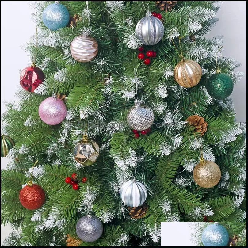 12pcs christmas balls pvc creative colored paint bauble tree ornaments hanging decorations