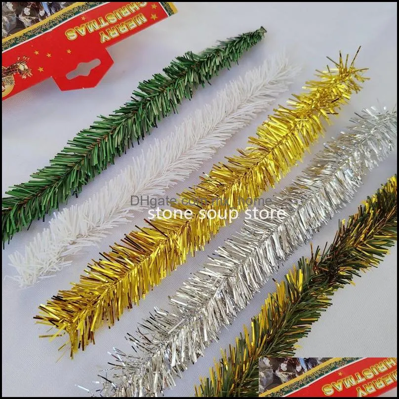 multicolor pvc christmas wired garland xmas tree ornaments green/gold supplies decor 4cm*30cm