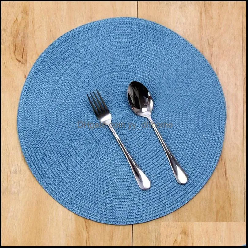 1pc round woven placemats pp waterproof dining table mat non-slip napkin disc bowl drink cup coasters kitchen decoration