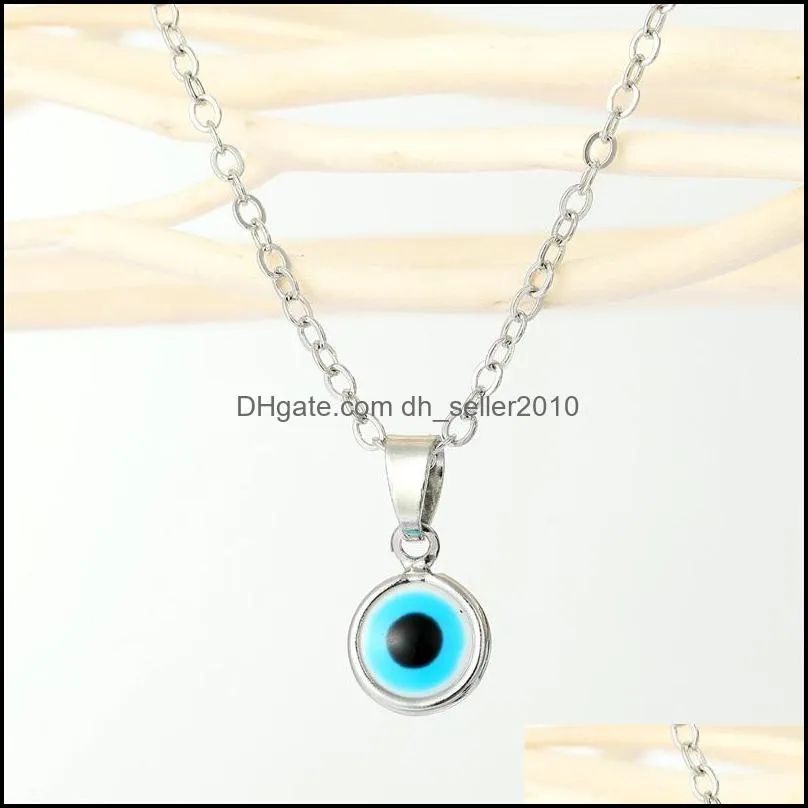 popular lucky jewelry gold silver color devil eye disc necklace bohemia turkish evil eyes pendant necklace