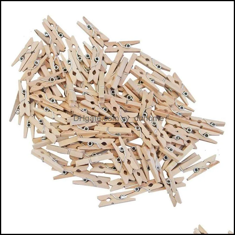 50 pcs wholesale very small mine size 25mm mini natural wooden clips for po clothespin craft pegs