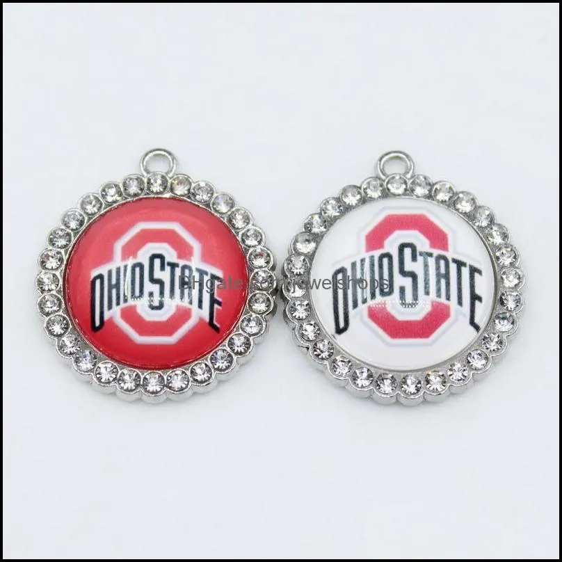 us ncaa football university team ohio state buckeyes dangle charm diy necklace earrings bracelet bangles buttons sports jewelry